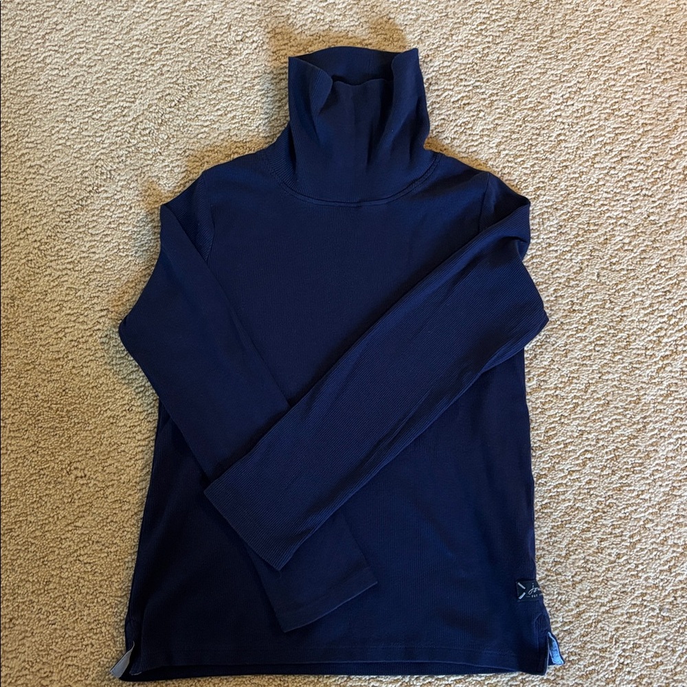 Joules Deep Blue Ribbed Turtleneck Top